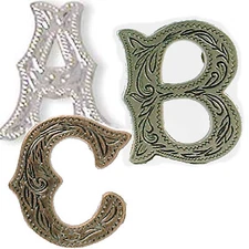 Alphabet Letter Concho in Choice of Silver, Antique Silver and Antique Copper 