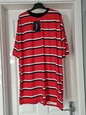 ladies/teens PRETTY LITTLE THING red stripe oversized tshirt dress Size 6 BNWT