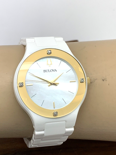 Bulova Women's Watch 98R292 Millennia Quartz Gold White Dial Ceramic Diamond - Picture 9 of 13