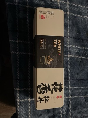 100% Organic White Tea, 24 individually wrapped in a decorative tin can