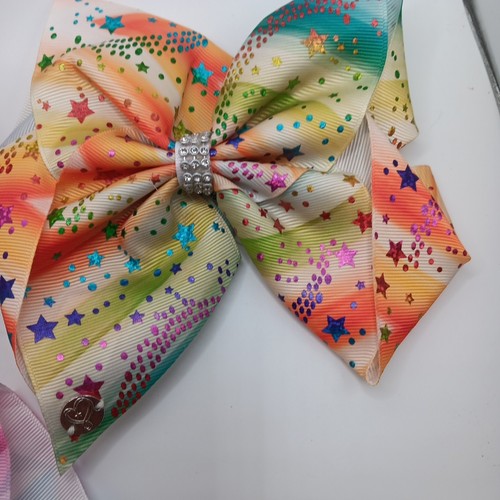 5 Jojo Siwa Hairbows Multicolor Tiedie Stars Grossgrain Fabric Rhinestone... - Picture 5 of 8