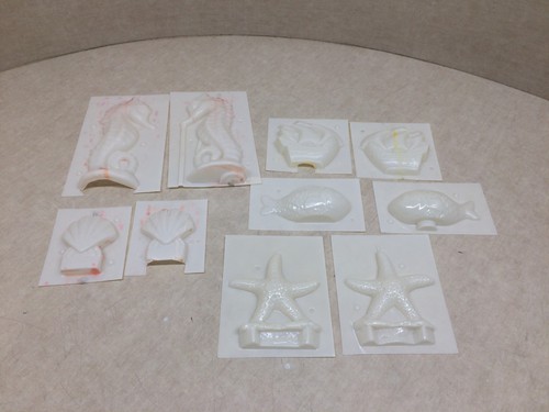 Lot of 5 Sets Sea Themed Candle Molds Wax Casting Ocean Pirate Ship Seahorse