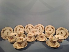 ROYAL ALBERT, MOSS ROSE, TEA SET 21 PIECES INCLUDING TEAPOT, FACTORY FIRSTS