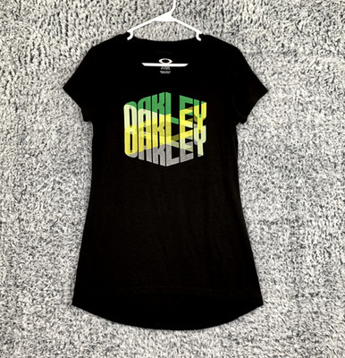 Oakley Shirt Womens Medium Black Multicolor 3D Logo Casual Streetwear