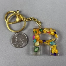 Colorful Letter Initial "R" Keychain Key Ring Names Remi Rose Rylee Ruby #54377