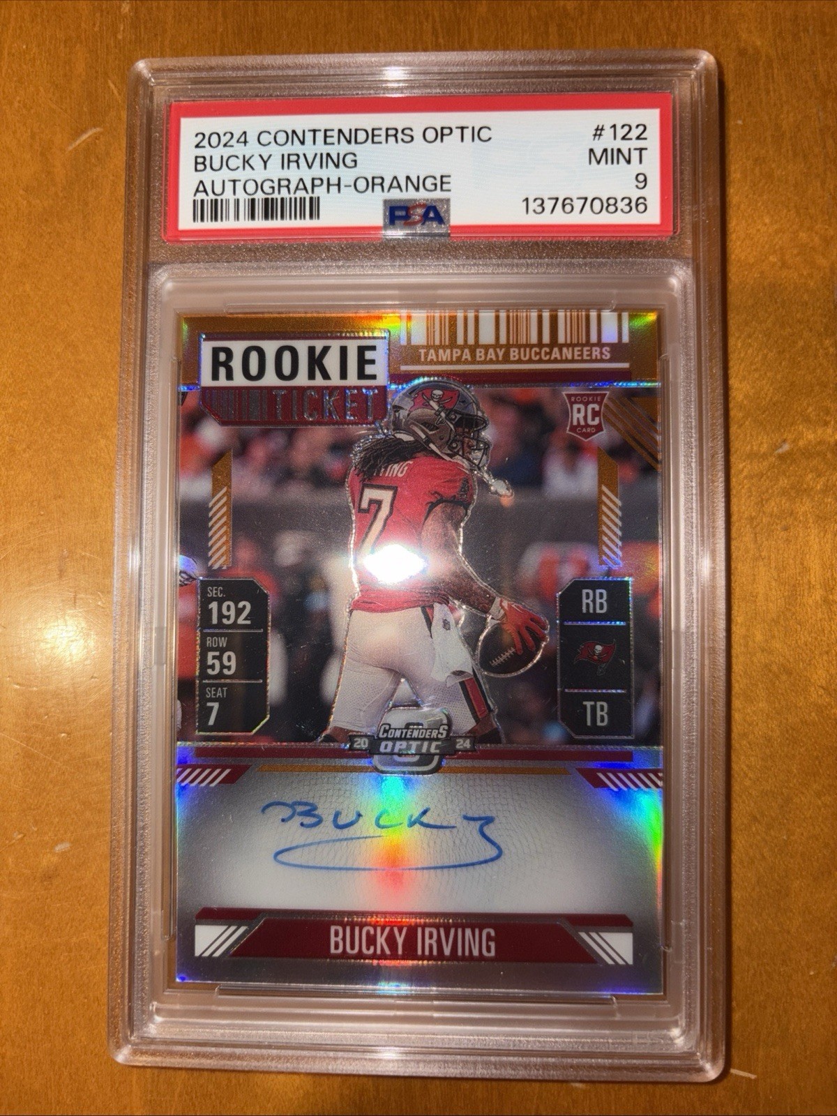 2024 Contenders Optic - Rookie Ticket Auto Bucky Irving #122 Orange /50 PSA 9