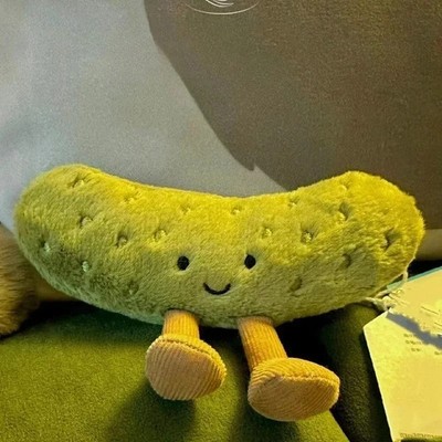 15cm Amusable Green Sour Pickle Plush Toy Cute Collectible Soft Stuffed Doll**