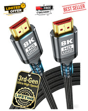 HDMI CABLE ULTRA HIGH SPEED 2.0 4K or 2.1 8K for HDTV PC LAPTOP GAMING