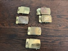 6 Vintage Brass Military Officer Belt Buckles; ES0822