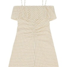 New! GANNI Gingham Check-Print Ruffled Minidress 45247