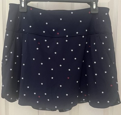 Puma Volition Golf Skort Skirt Large Navy Red White Star Print AOP Patriotic USA