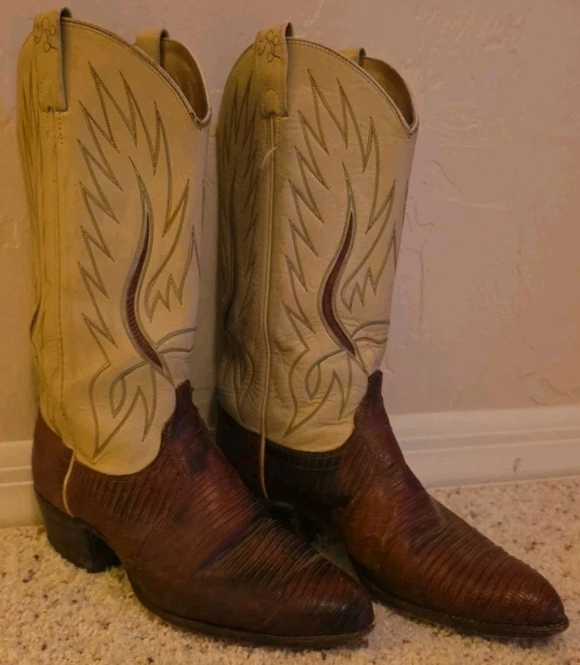 Vintage 1980s Womens Size 9 ~ Ralph Lauren Cowboy Boots ~ Leather & Lizard - Image 3 of 4