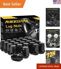 24pcs M12x1.5 Closed End Lug Nuts - Durable Black Alloy Steel for Ford & Chevy