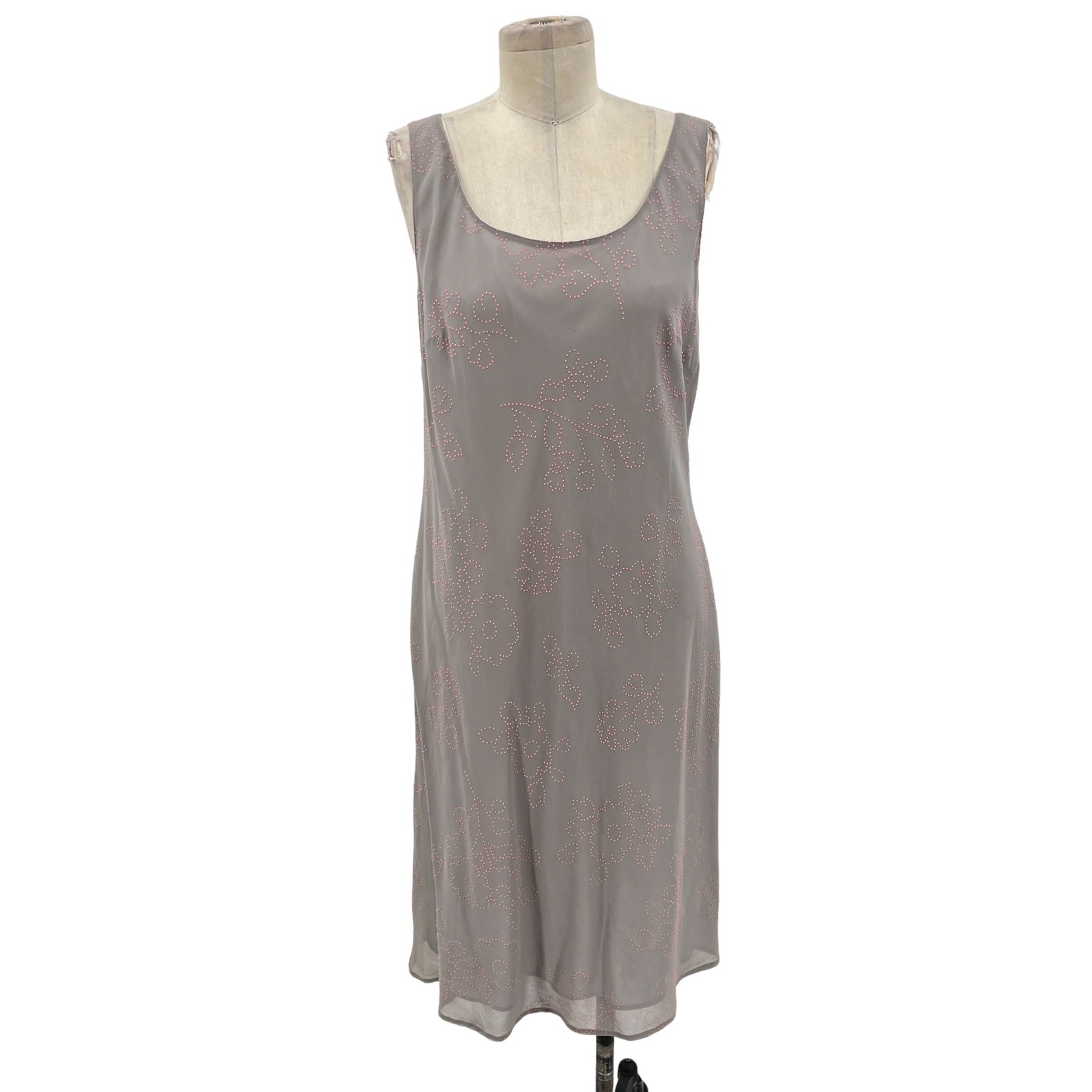 Moschino Cheap and Chic, Moschino Cheap and Chic Vintage Gray Pink Floral Embellished Dress Size US 10