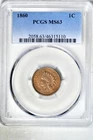 1860 T2 1C Indian Head Cent PCGS MS63