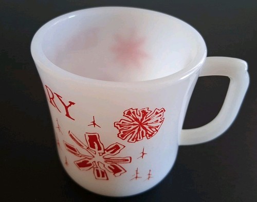Taza de colección Fire King Tom y Jerry copo de nieve 6 fl oz vaso de leche rojo vacaciones EE. UU. - Imagen 3 de 9