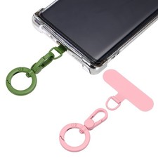 2 Pcs Phone Tether Tab Double Opening Snap Hooks, Light Pink/Matcha Green