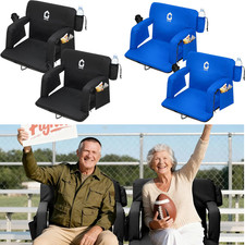 2 Pack Stadium Seats for Bleachers, 6-Position Recline, Cup Holder, Pockets