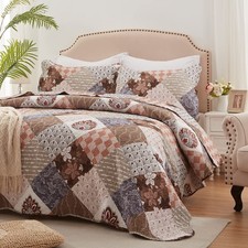 Full/Queen Size Quilt Set 3 Pieces Lightweight Reversible