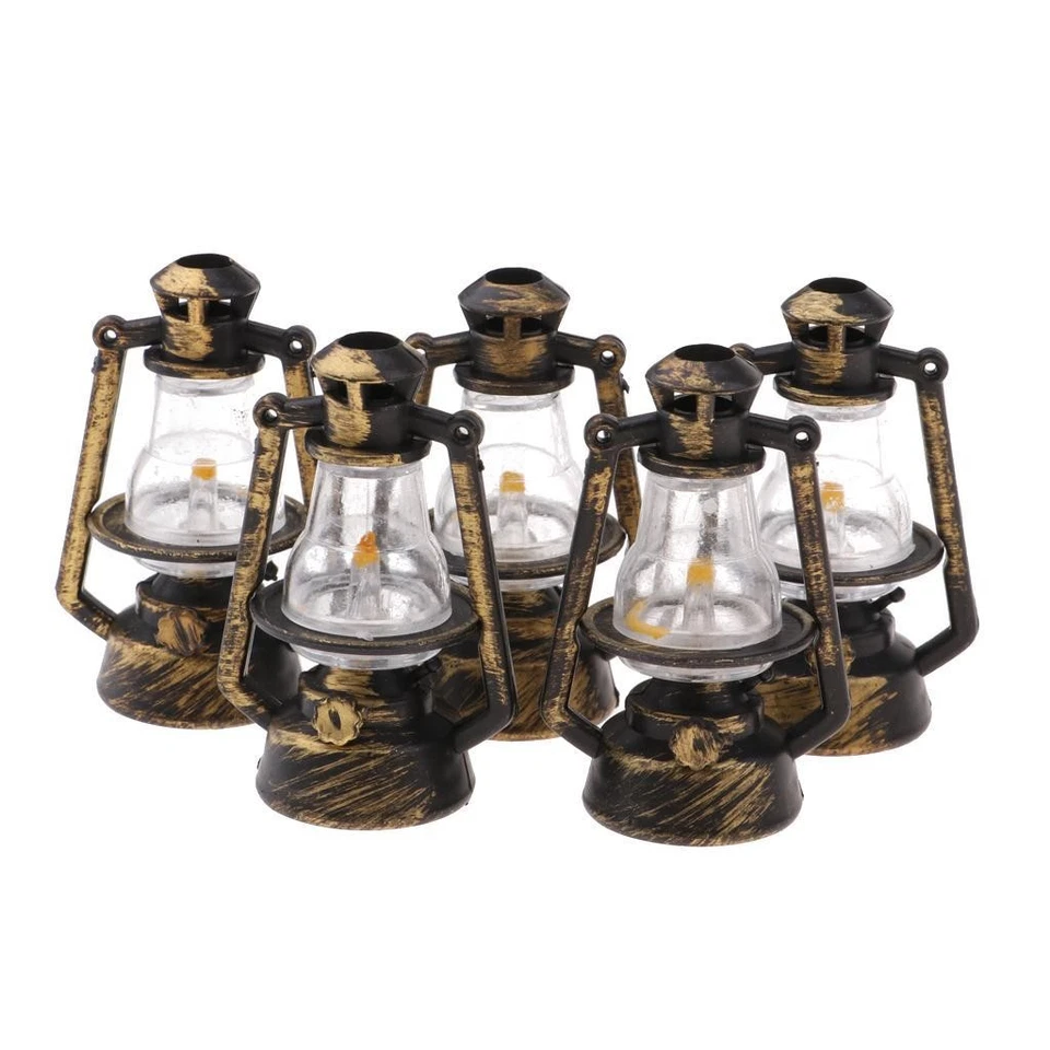 1/12 Miniature Retro Kerosene Lampada modello Dollhouse Micro Landscape Ornament - Immagine 3 di 4