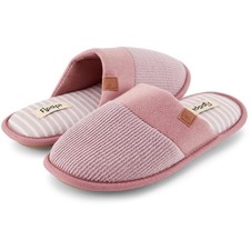 Floopi House Slippers for Women, Soft Ribbed Knit Closed Back Large, Pink-3