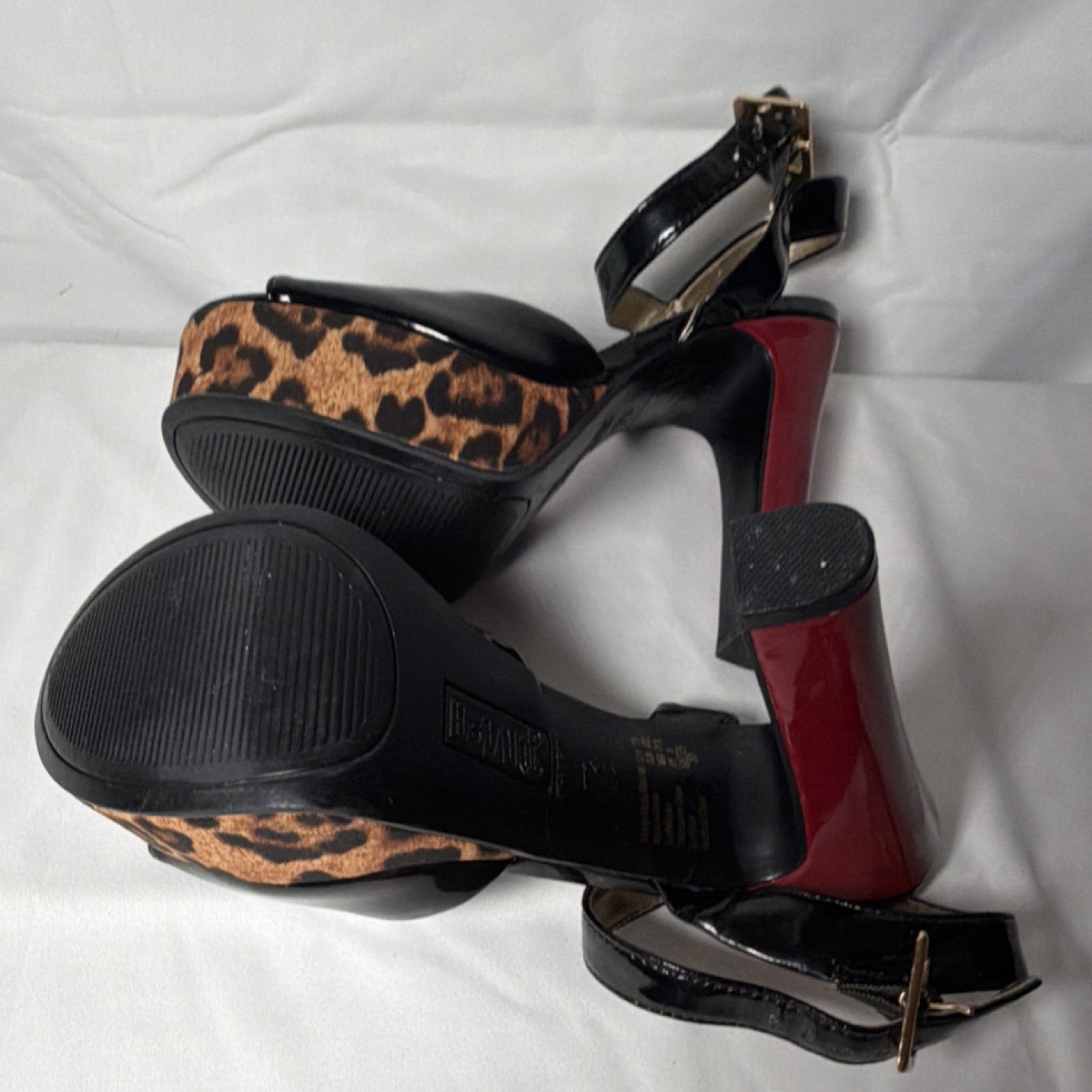 Brash Black Leopard Print Platform Block Heel Buc… - image 4