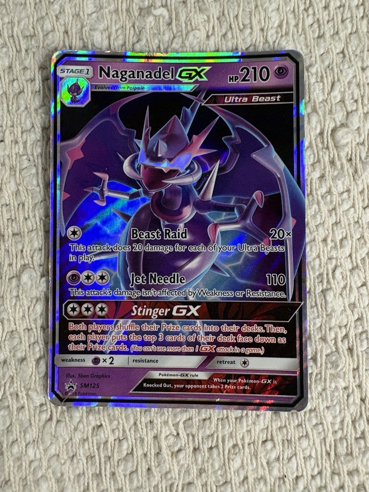 Naganadel GX SM125 Sun & Moon Black Star Promo Holo Ultra Beast Pokemon Card
