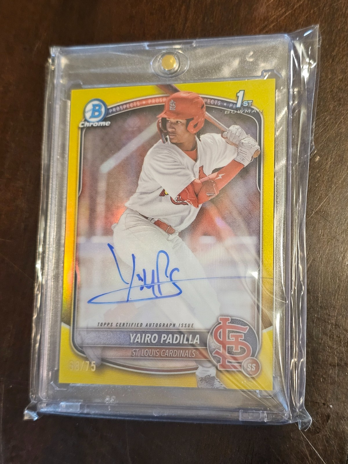 11. 2025 Bowman Chrome Prospect Autographs Yellow #CPA-YP Yairo Padilla /75