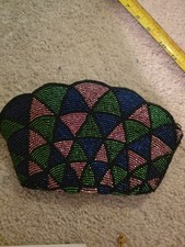 VTG 80s Neiman Marcus Scalloped Edge 5x7Beaded Evening Bag Handmade Cocktail