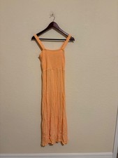 Jolie & Joy Orange Smocked Midi Sundress Large