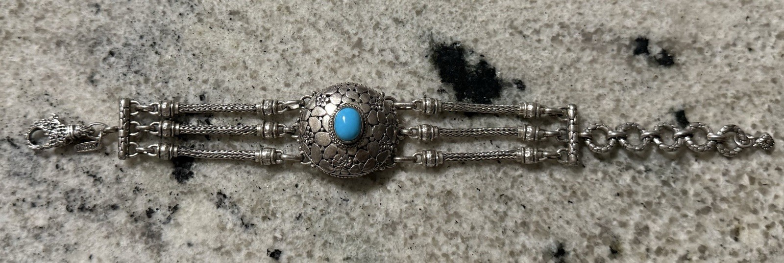 SARDA Fine Jewelry Sterling Sliver 925 Turquoise Chain Bracelet 