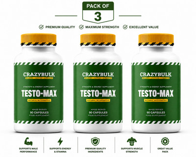 CrazyBulk Testo-Max Testosterone Booster - Bodybuilding Muscle Growth Pack Of 3