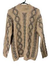 Vintage Eddie Bauer Legends Wool Blend Chunky Knit Sweater Size Small Fisherman