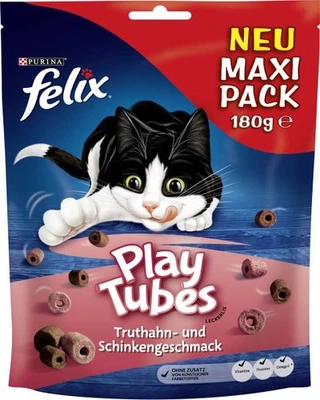 PURINA Felix Play Tubes Truthahn Schinken Katzensnacks 180g Katzenfutter