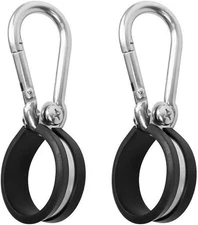 2 Pack Hanger Bracket Assembly Rubber Cushion Stainless Steel 2 Pack, Black 