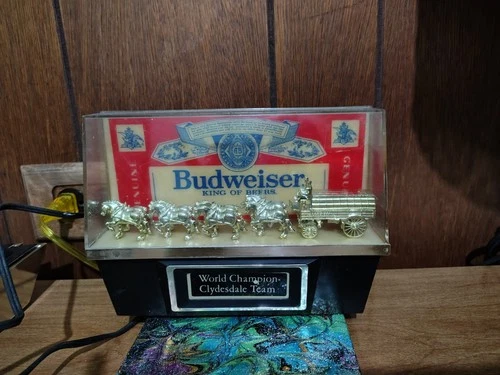 Vintage Budweiser King of Beer Clydesdale Horses Cash Register Clock Light Sign