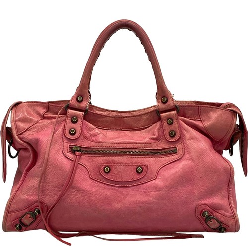 Balenciaga Classic City Pink Leather Handbag 115748 Strap Vintage Auth Japan