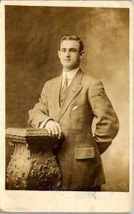 RPPC Postcard Handsome Man Studio Portrait Gravurette New Bedford  MA