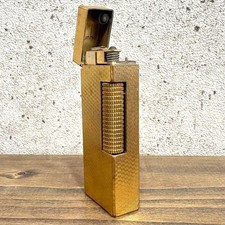 RARE 60s Dunhill Rollagas Gold Engine Turn Guilloche Swiss Lighter Spark Tested