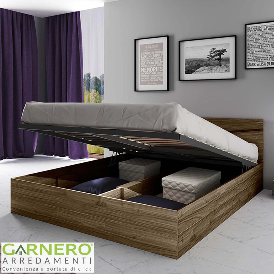 Letto matrimoniale contenitore design moderno elegante 160x200cm visone CAMILLA - Immagine 4 di 4