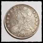 1827 Square Base 2 CAPPED BUST HALF DOLLAR  Very Old Cleaning  XF  #8D27