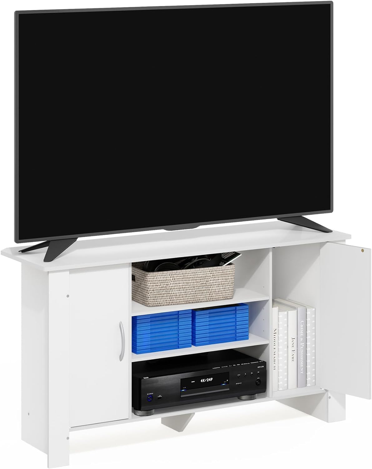 With Adjustable Shelf For Tvs Up To 46 Inch, White