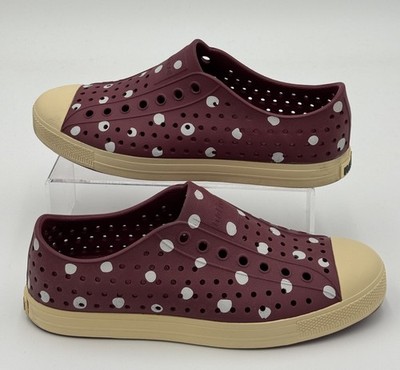 Native Jefferson Adult Unisex Burgundy Polka Dot Size Women 9 Or Mens 7