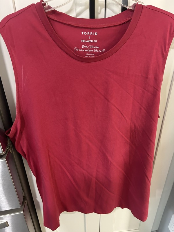 Torrid Relaxed Fit 100% Cotton Tank Top Womens 2 Red Sleeveless Crew Neck Shirt