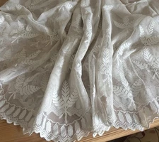 c1880 Deep Antique Needle Run Tamboured Net Lace Petticoat Flounce 108”/28”