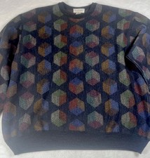 Tricots St. Raphael Sweater Mens XL Multicolor Geometric Wool Crewneck Knit