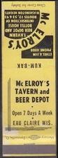 McElroy's Tavern & Beer Depot Eau Claire WI matchcover