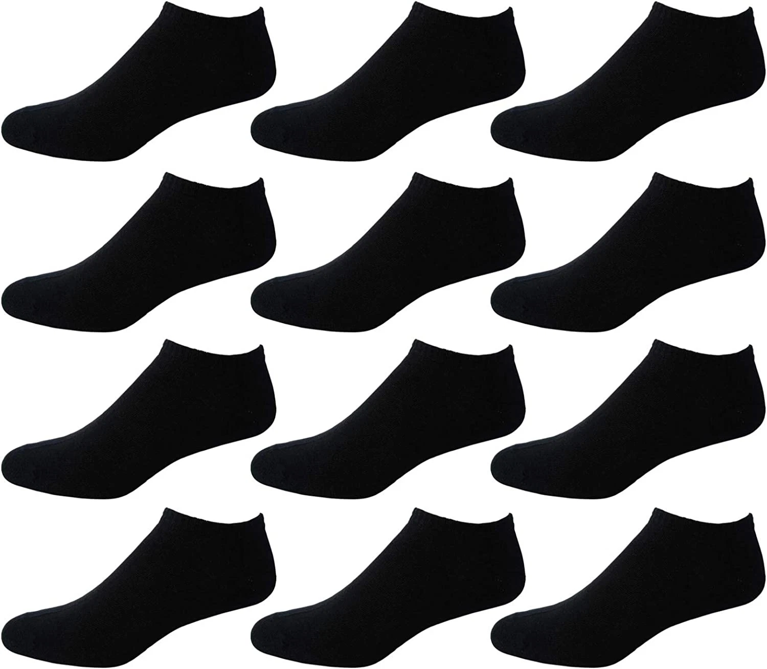 12 PK Women's No-Show Cotton Ankle Socks Size 9-11 Black - Womens Ankle Sock