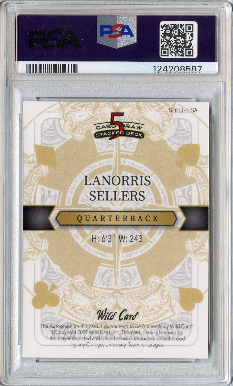 2024 5 Card Draw Lanorris Sellers Purple Lava Rookie RC Auto #'D 1/1 #LSA PSA 9 view 2
