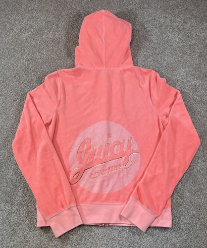 Vintage Juicy Couture Tracksuit Jacket Velvet Velour Pink USA Made • Size XL